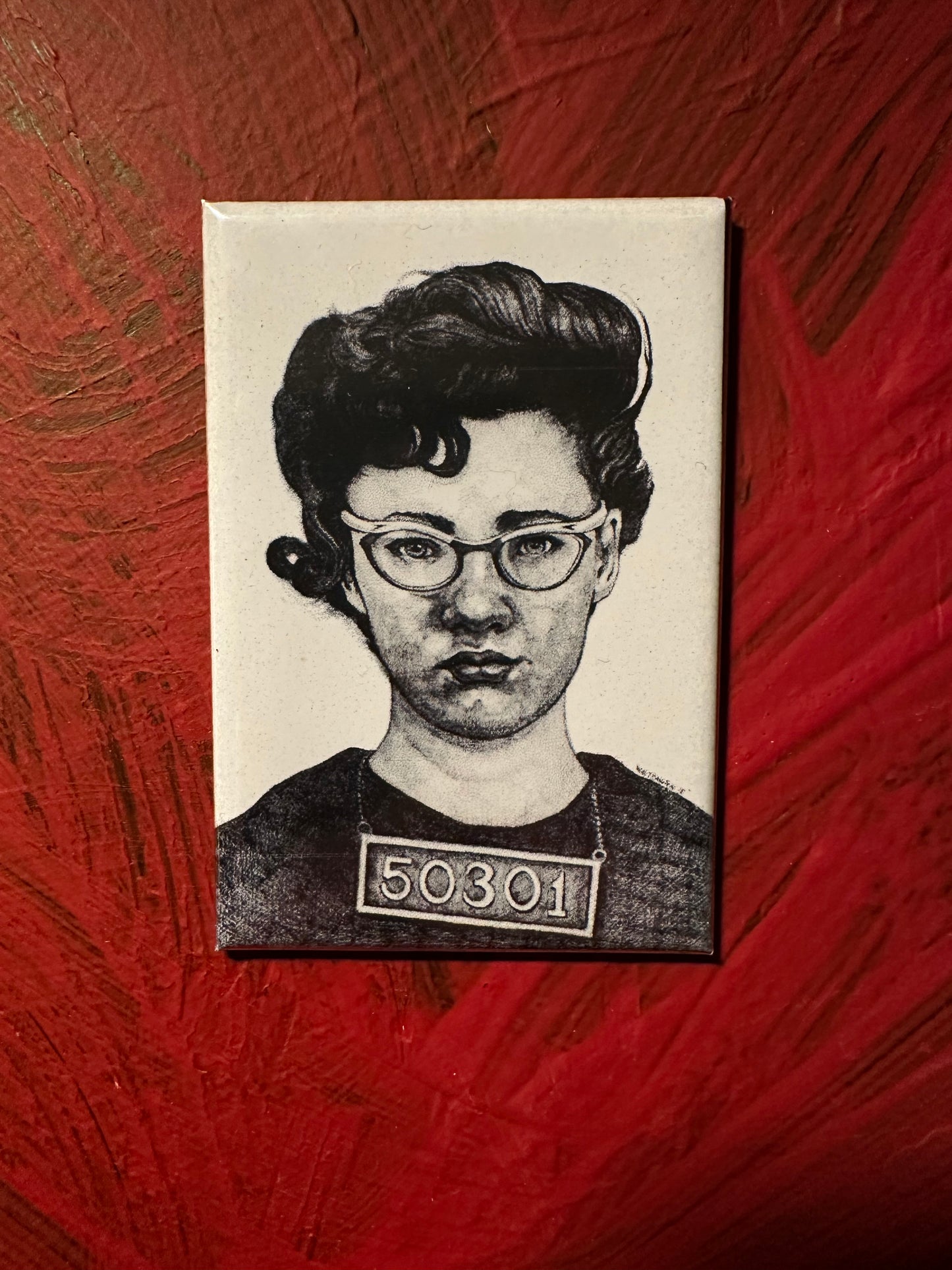 She Was Seen – June M. Allen / 50301 – Fridge Magnet
Hand-drawn Portrait of a Forgotten Woman (1963)